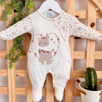 Macacão Trape Zape - Girafinha - Off e Ferrugem